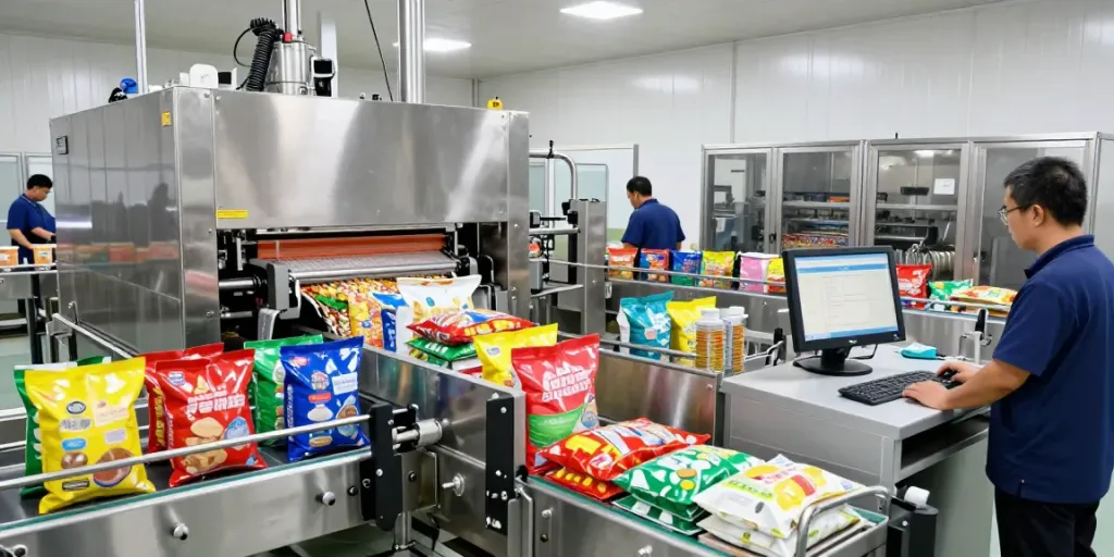 Efficient automated bagging solutions in a modern packaging facility in action.