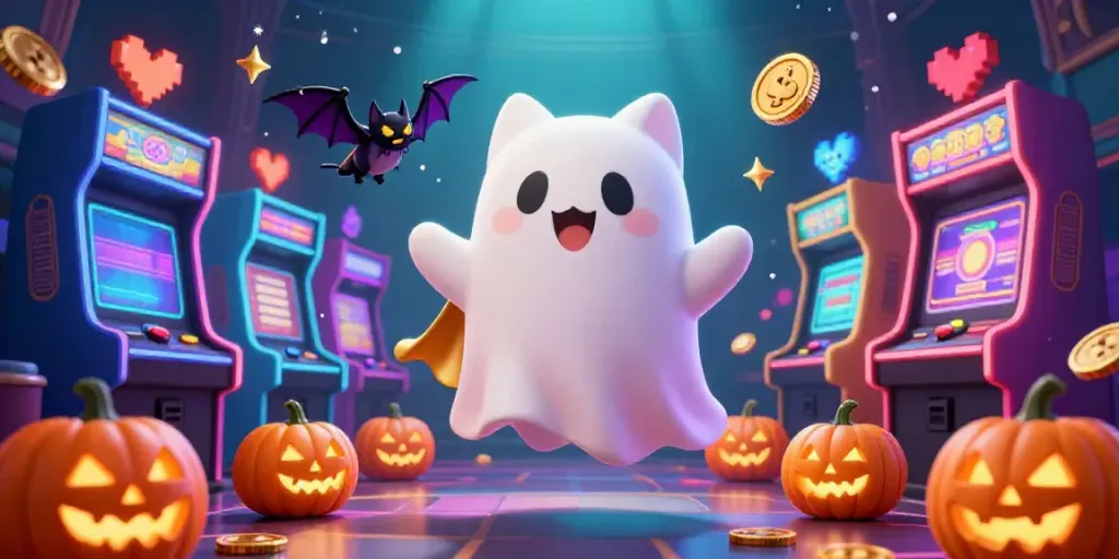 Experience the thrills of 789bet in a vibrant casino scene featuring a ghost cat and bat.