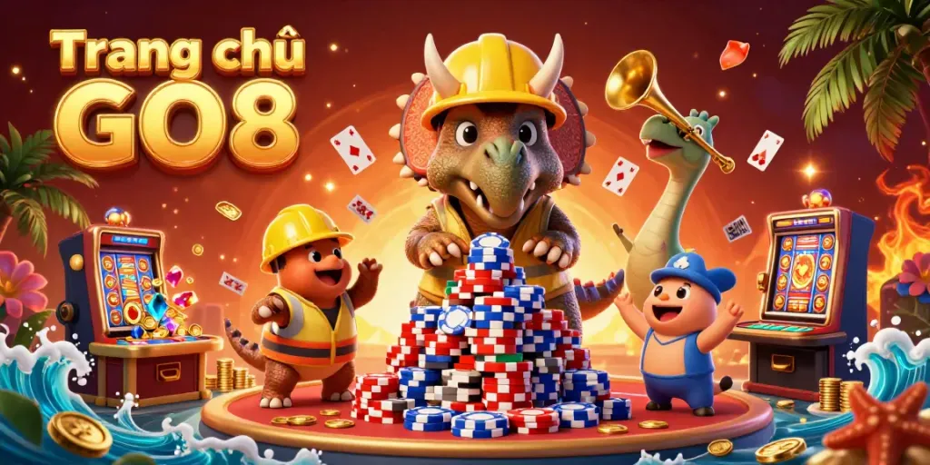 Experience thrilling online gaming with Trang chủ GO8 surrounded by engaging casino elements.