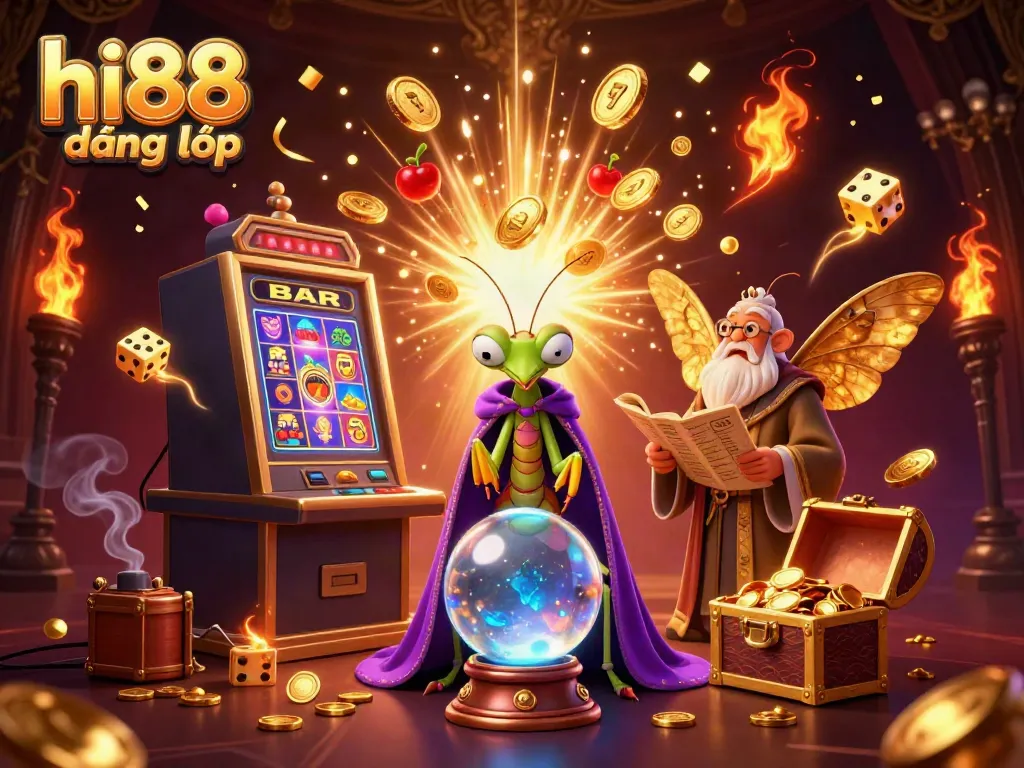 Trải nghiệm hi88 đăng nhập với hình ảnh giải trí sòng bạc sống động, máy đánh bạc và các biểu tượng may mắn.