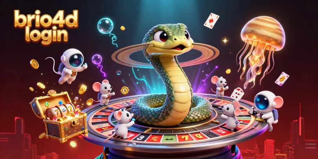 Experience the excitement of brio4d login with vibrant slot reels and playful astronaut mice in a cosmic casino.