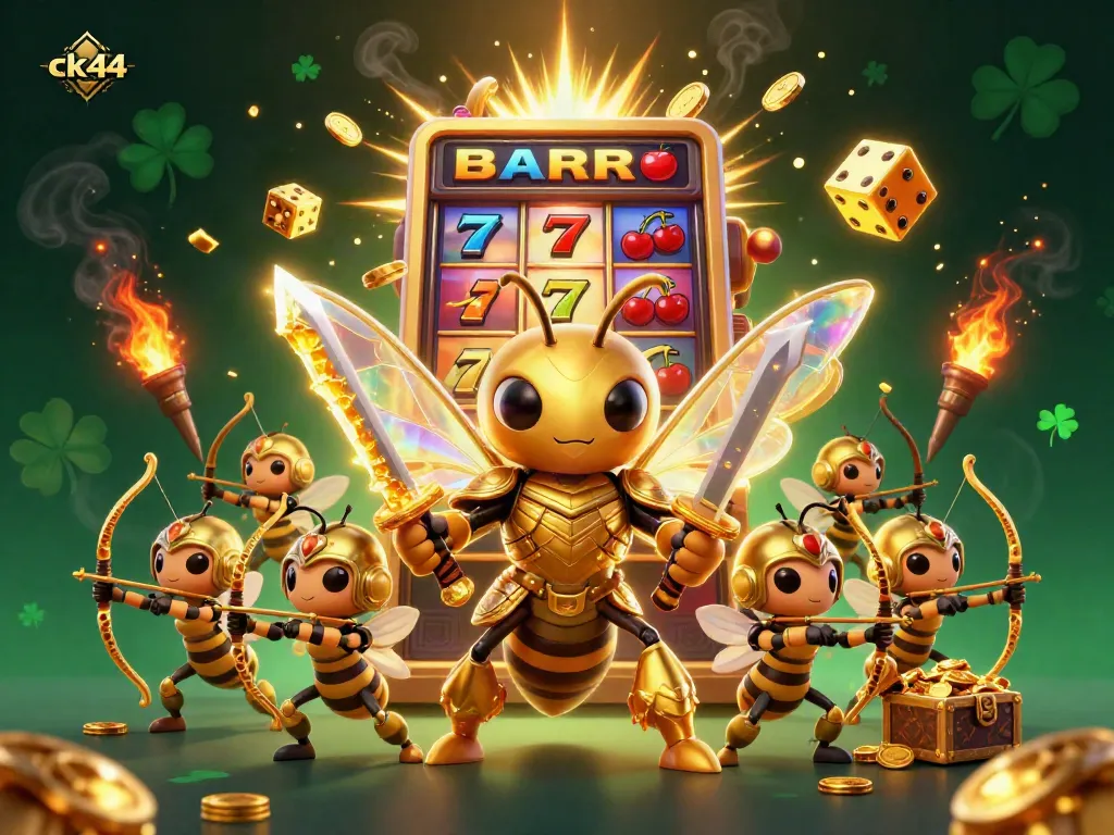 Engage with ck44 in a vibrant casino adventure featuring a golden hornet and exciting slot themes.