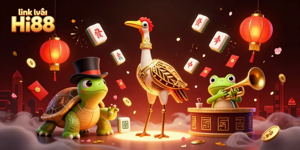 Experience the thrill of gaming with link vào Hi88 featuring vibrant characters and casino elements.