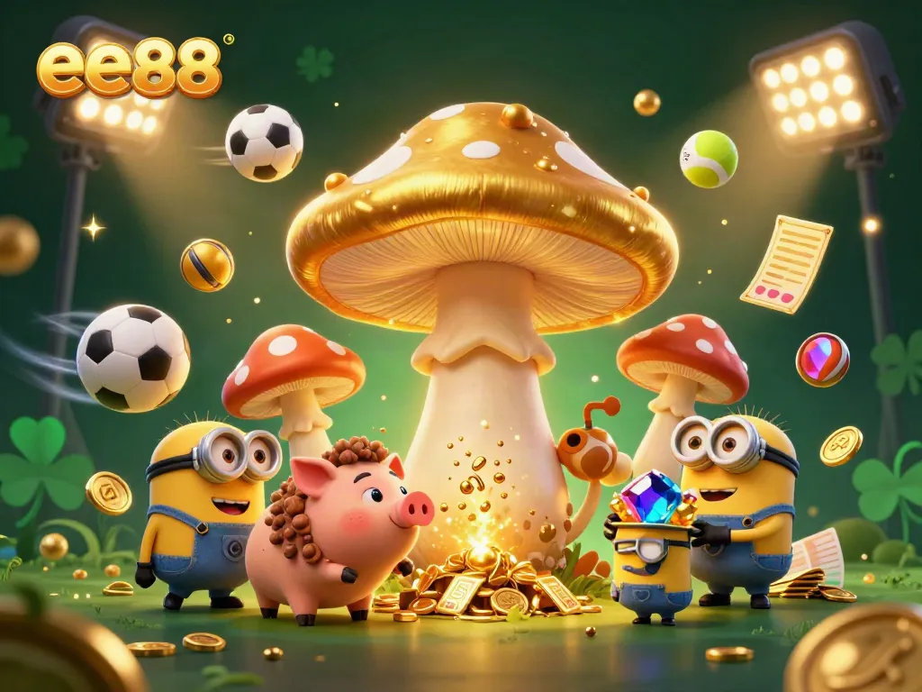 Join the winning action at ee88, featuring a magical golden wizard and dynamic sports elements.