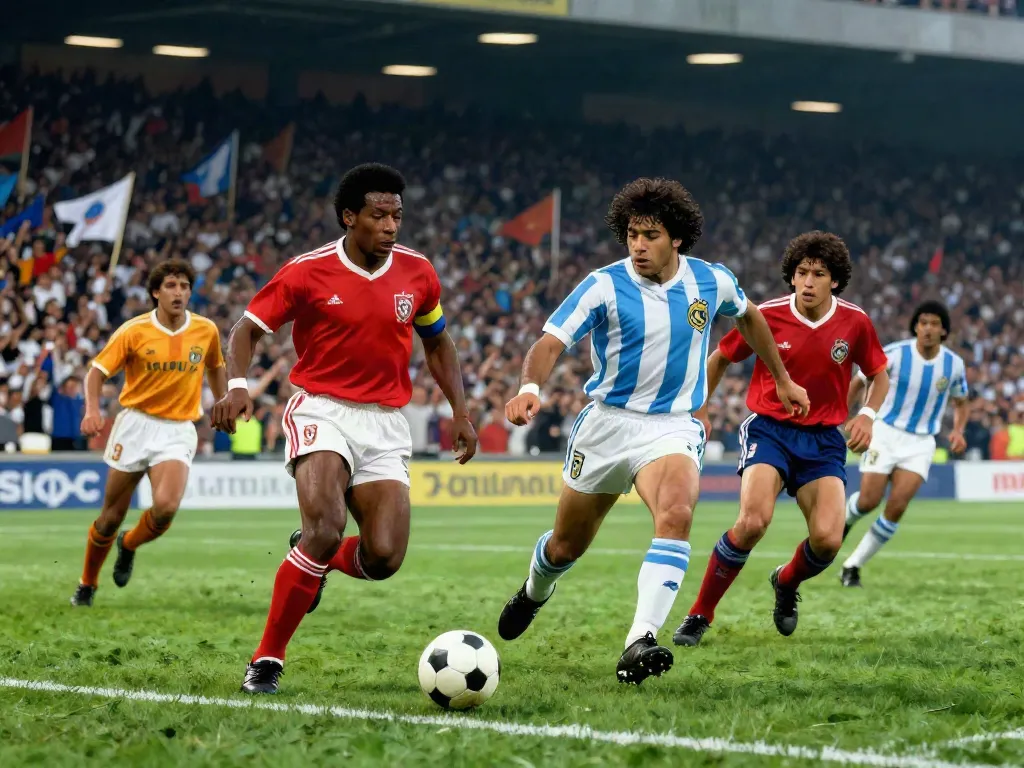 TOP10ตำนานนักเตะ showcasing iconic football legends like Pelé and Maradona in action during a historic match.