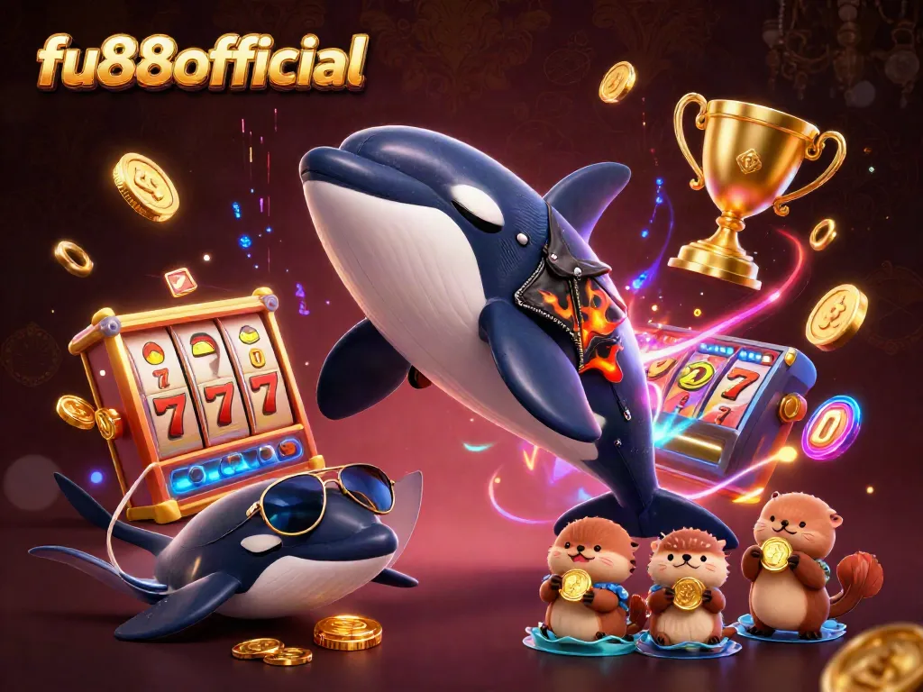 fu88offical showcases an exciting casino scene with vibrant characters and colorful slot elements.